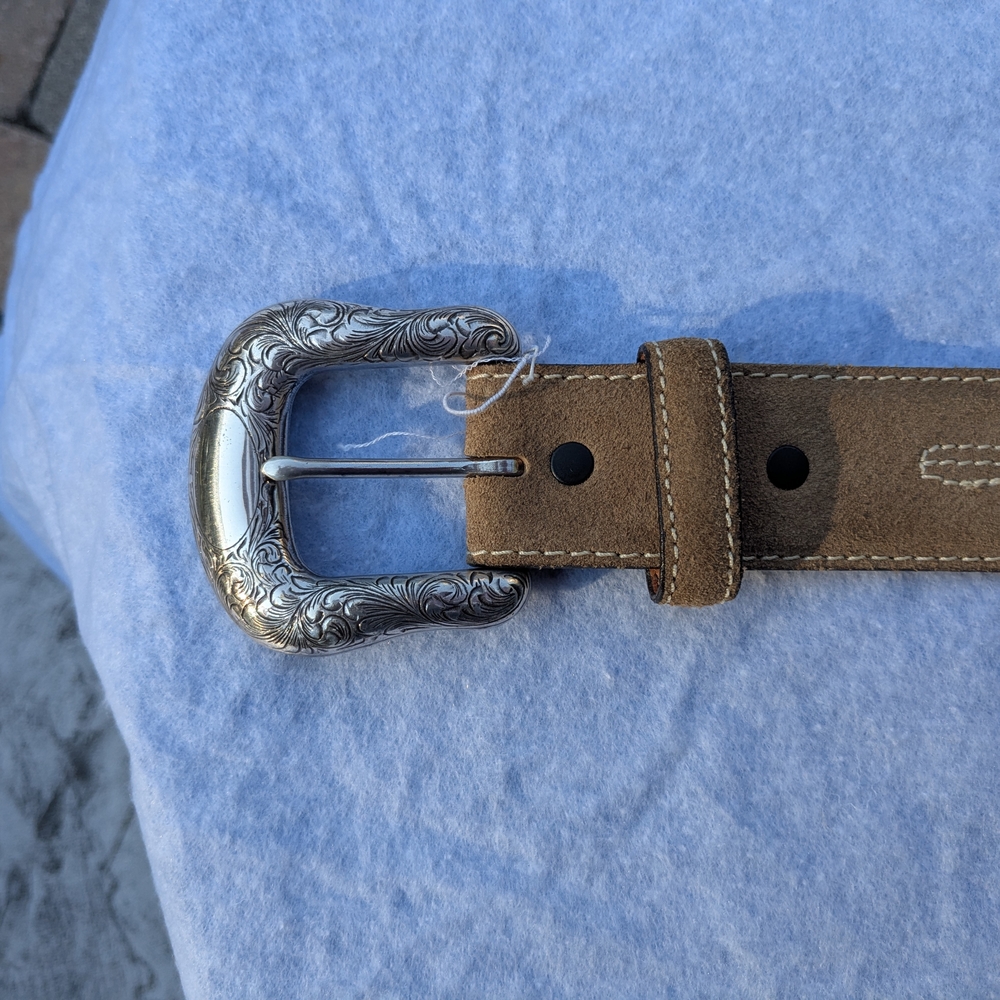 Justin Boots Tan Belt with Silver Accents
